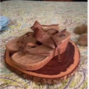 SO brown Wedge Sandals size 7.5